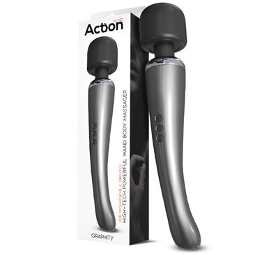 ACTION GRAPHITY WAND MASAJEADOR HIGH-TECH SÚPER POTENTE INALÁMBRICO USB COLOR GRAFITO SILICONA