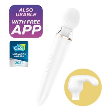 SATISFYER MASAJEADOR DOUBLE WAND-ER CON APP BLANCO