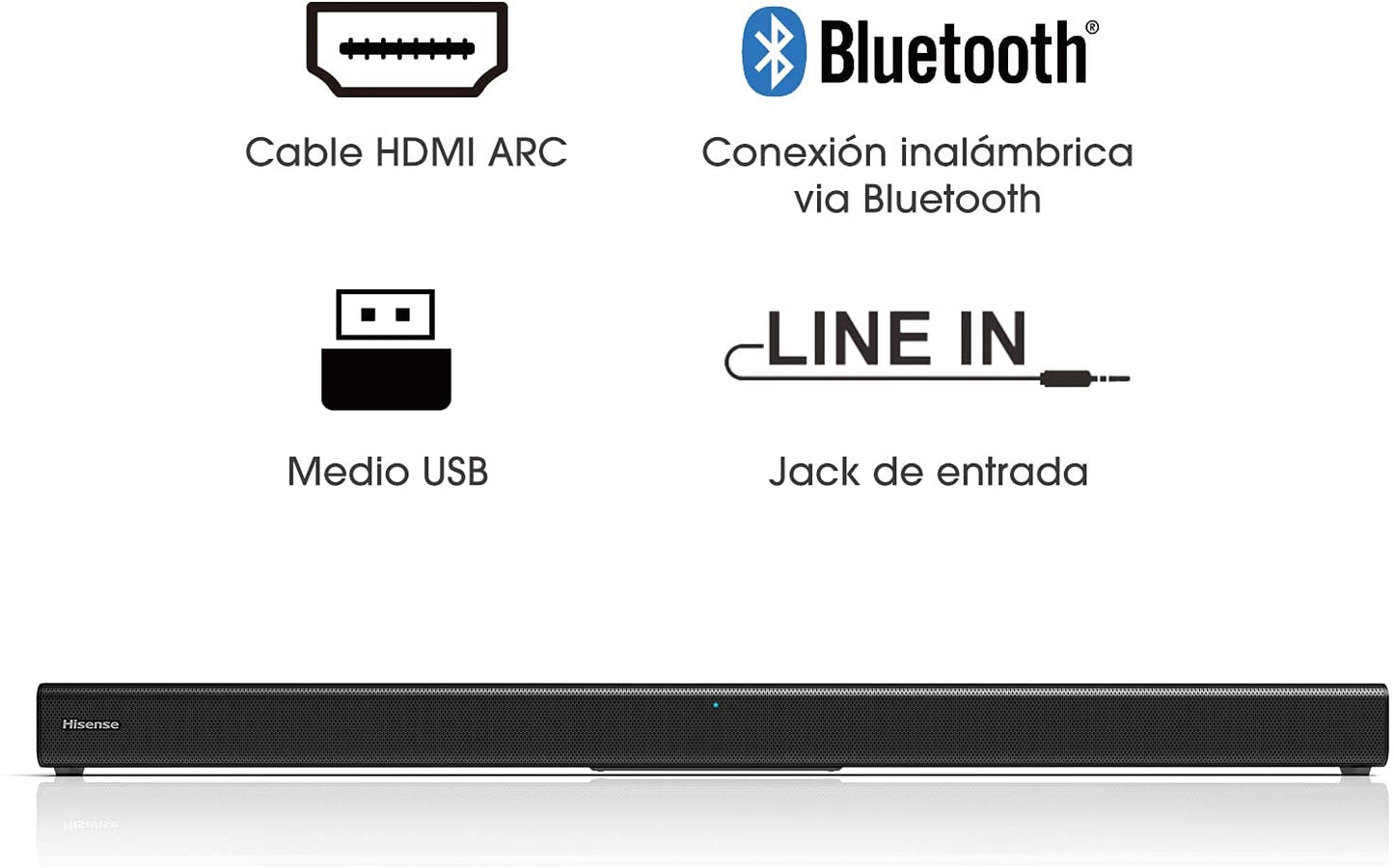BARRA SONIDO HISENSE HD205 60W BT4,2 2.0CHANNEL HDMI ARC