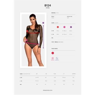 B124 Body Semi Transparente Manga Larga L/XL