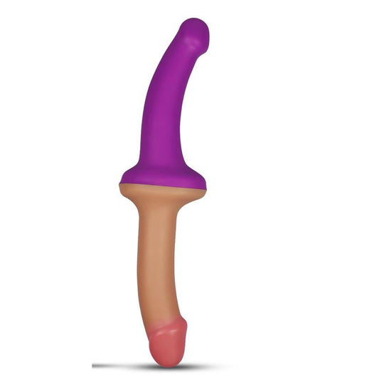 Dildo Doble 12.5 Silicona Líquida Natural y Púrpura