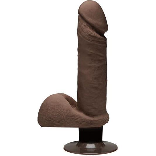 Dildo Dual Density Perfect D con vibración y Testículos 7 Chocolate