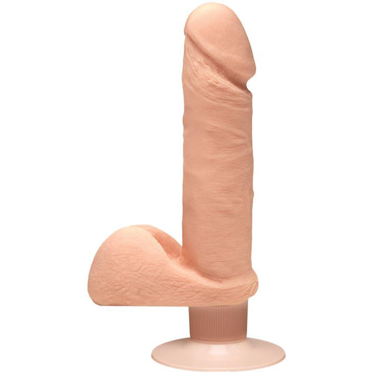 Dildo Dual Density Perfect D con Vibración y Testículos 7 Vainilla