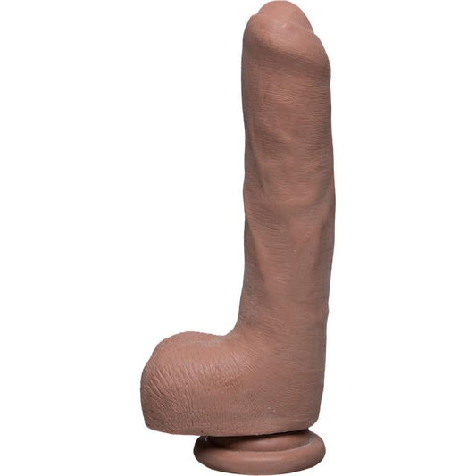 Dildo Dual Density Uncut D con Testículos 9 Ultraskyn Caramel