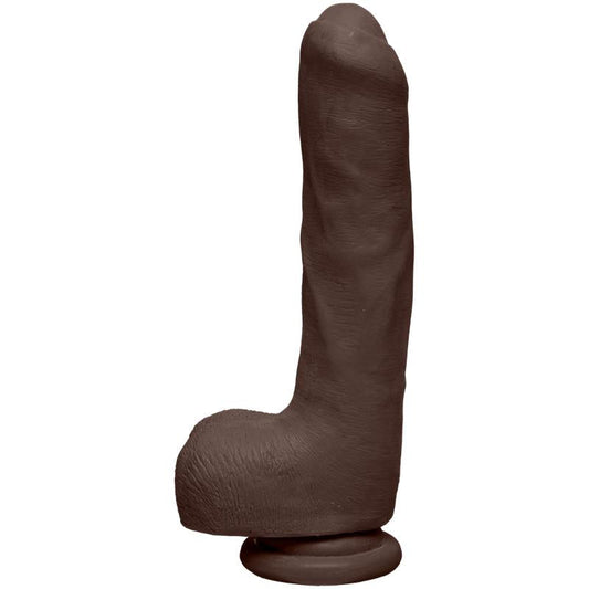 Dildo Dual Density Uncut D con Testículos 9 Ultraskyn Chocolate