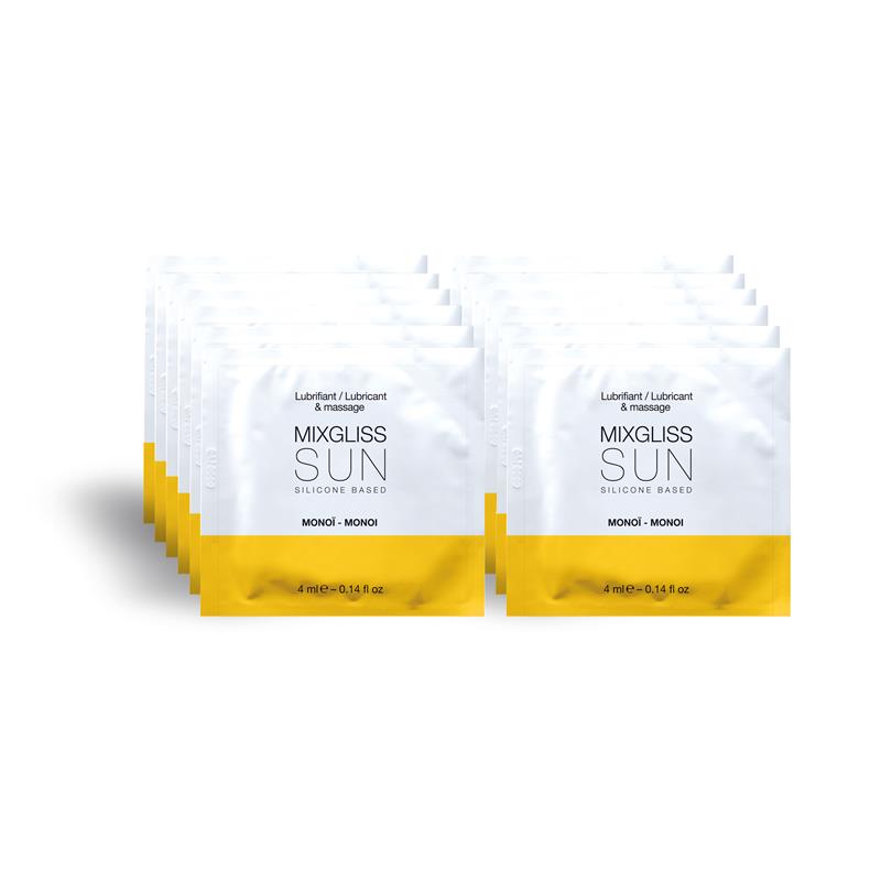 Mixgliss Pack de 12 Monodosis Lubricante de Silicona Aroma a Monoi SUN 4 ml