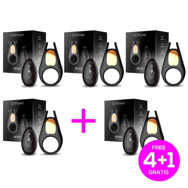 Pack 4+1 Keylo Anillo para el Pene con Control Remoto y Luces Led USB