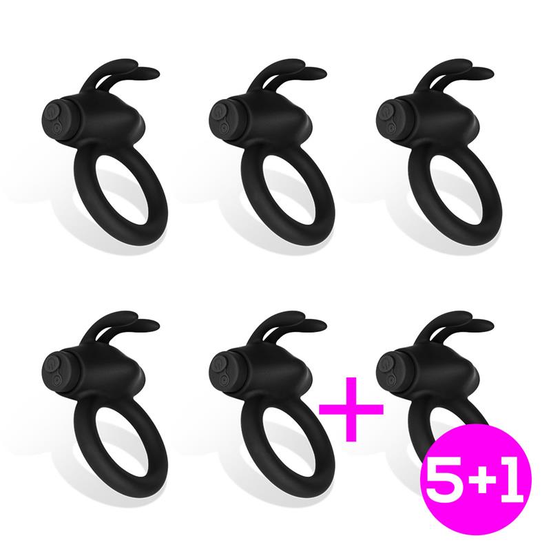 Pack 5 +1 Nepture Anillo Vibrador Silicona Recargable USB