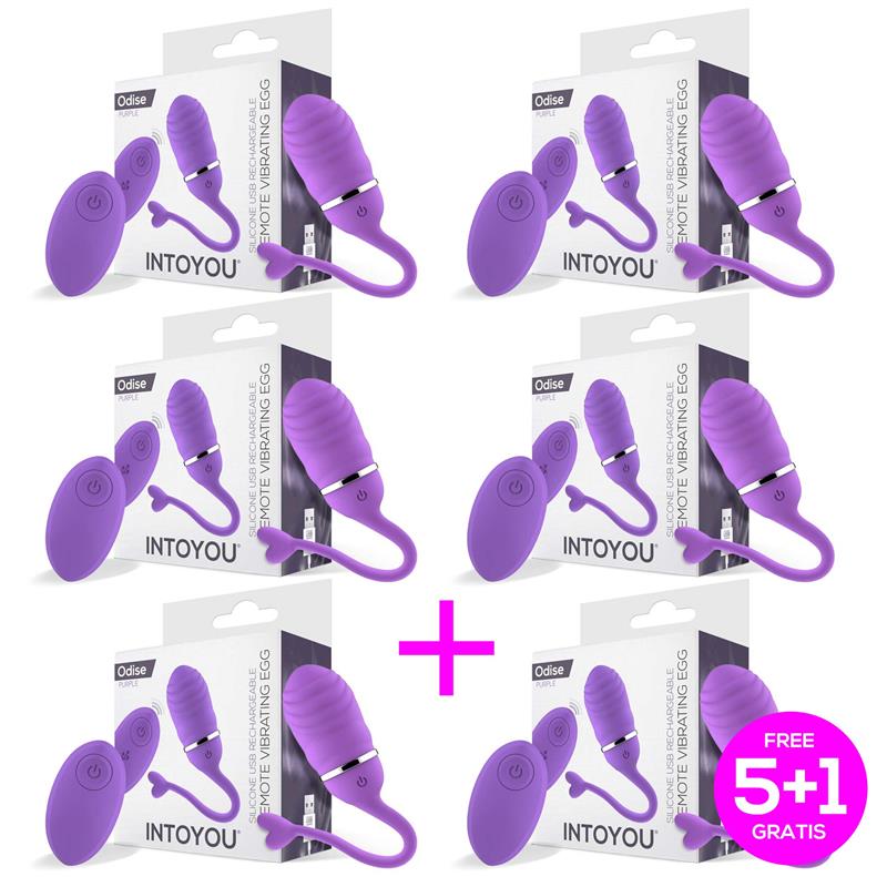 Pack 5+1 Odise Huevo Vibrador Control Remoto USB Silicona Púrpura